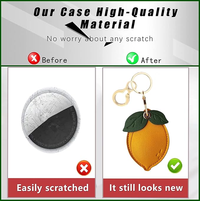 Leather Keychain Holder Case Compatible with AirTag,Cute air tag Cover with Keychain Ring,GPS Tracker Case for Keys