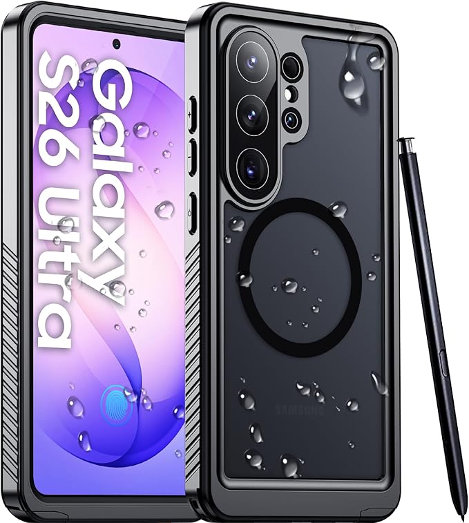 Temdan Designed for Samsung Galaxy S26 Ultra Case Waterproof, Built-in Lens & Screen Protector Military Grade Shockproof Dropproof IP68 Underwater Full Body Phone Case for Galaxy S26 Ultra 6.9"-Black