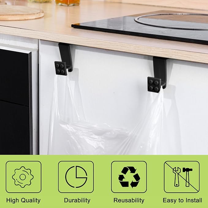 6Pcs Over Cabinet Door Hooks Plastic Over The Door Single Hook Space-Saving Hanger Extender Clips Multi-Purpose Hook for Kitchen Bathroom Bedroom(Black)