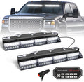 HLauto 604N Emergency Dash Strobe Lights: 2x16.8 inch White Security Light w/Take Down, 48 LED Safety Flashing Warning Hazard Interior Windshield Visor Light Bar for Trucks Vehicles
