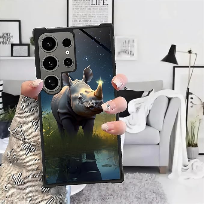 for Samsung Galaxy S24 Ultra Case, Rhino Water Marshes Pattern Graphic Design Girl Boy Soft Silicone Hard Acrylic Shock Protection for Samsung Galaxy S24 Ultra