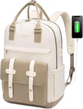 LOVEVOOK Laptop Backpack for Women, 15.6 Inch Laptop Bag with USB Charging Port, Fashion Water Resistant Daypacks Teacher Nurse Stylish Travel Bags Vintage Computer Backpack for College, Work