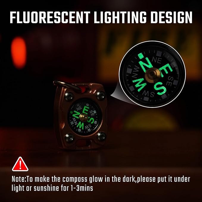 MecArmy Mini Titanium/Brass Compass, Waterproof IPX5 Pocket Compass for Hiking & Survival, Keychain & Necklace Gifts for Men & Women, Ideal Graduation & Outdoor Adventure Present