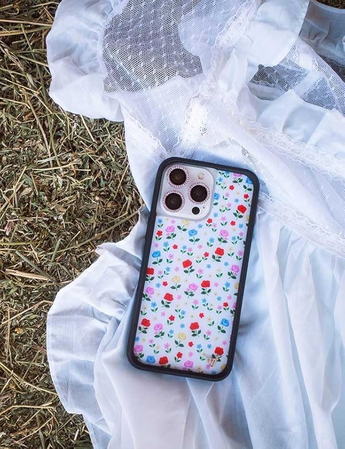 Wildflower Cases - Compatible with iPhone 13 Pro | Protective Black Bumper, 6.5ft Drop Test Certified, Women Owned Small Business | Red Yellow Blue Pink Dainty Cute Trendy | Prairie Floral