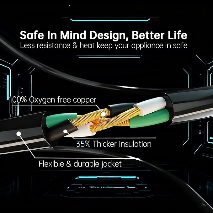 Blackcow Outdoor Power Extension Cord,50 Ft,IPX6 Waterproof, Cold Weather & Fireproof, Heavy Duty 3 Prong Cable,18AWG 125V 10A,FCC/ETL Certified for Outdoor/Indoor Use