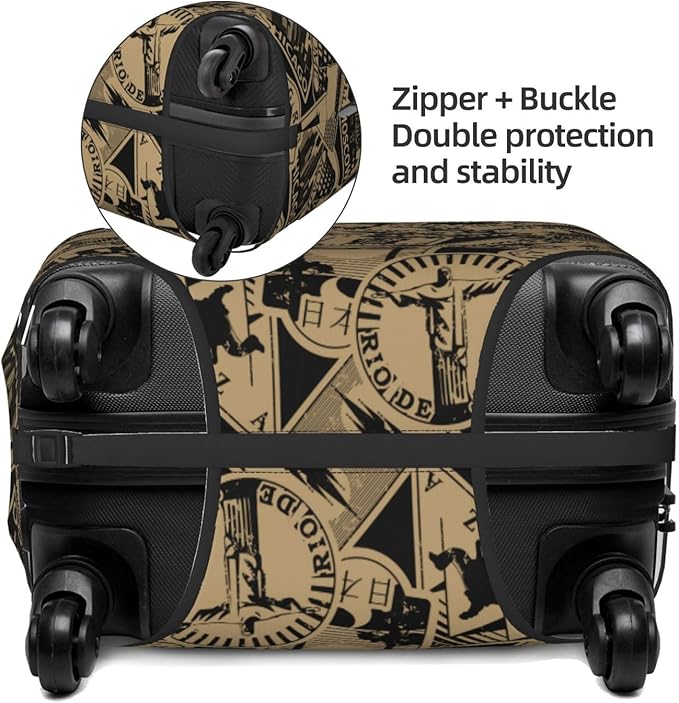 Travel Luggage Cover with World Famous Landmarks Print, Suitcase Protector For Travel (Fits 18-21 Inch Luggage)