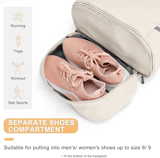 coofay Gym Backpack For Women Waterproof Backpack With Shoe Compartment Lightweight Travel Backpack Sports Backpacks Large Gym Bag