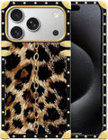 for iPhone 17 Pro Max Case Luxury Golden Decoration for Girl Women Soft TPU Shockproof Protective Hard PC Back for iPhone 17 Pro Max Crazy Pattern Seamless Gold Chain Leopard