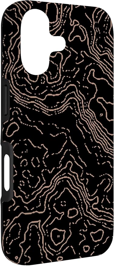 Topography Black & Brown Abstract Pattern Topographic Map Case for iPhone 17