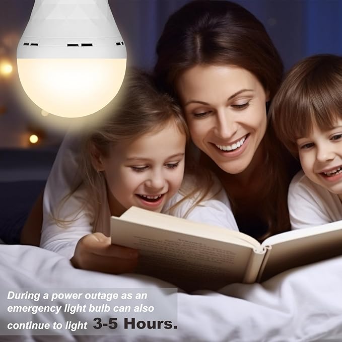 Ostwiki Rechargeable Light Bulbs, 1200mAh Led Battery Backup Bulb for Lamps 6 Pack Emergency Light Bulbs for Power Outage Hurricane Camping 9W 3000K A21 Warm Light Battery Operated Light Bulb E26