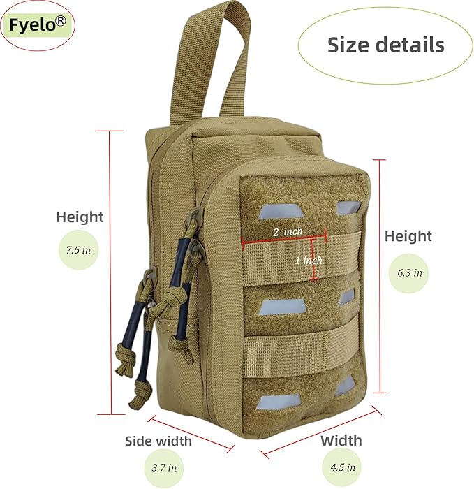 Tactical Pouch Water-Resistant Molle Multi Functional EDC Tool Compact Bag with Strap Black/Brown/Green MOLLE Pouches
