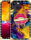 Compatible with iPhone 15 Case, Cool Corlorful Lip Marble Luxury Golden Decoration for Girl Women Soft TPU Shockproof Protective Hard PC Back for iPhone 15