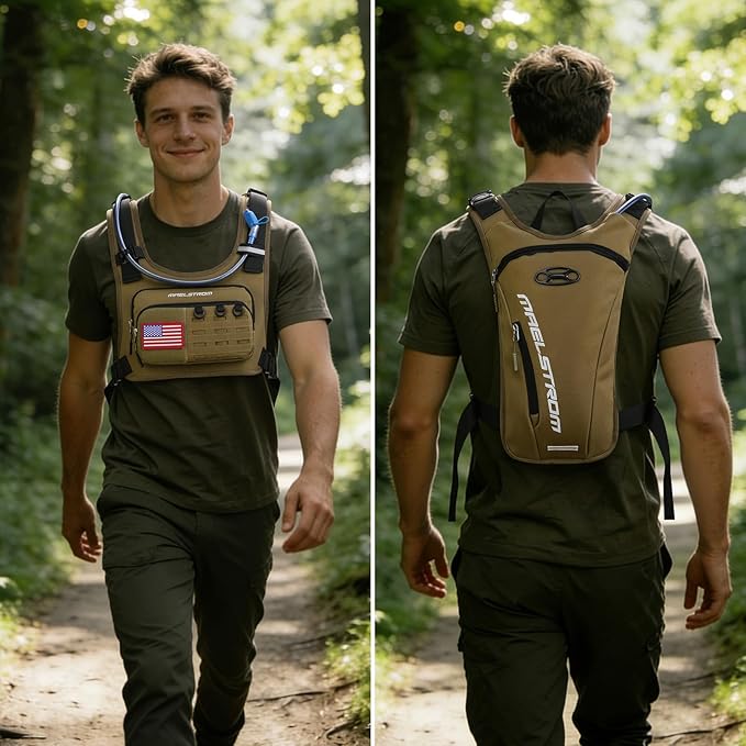 Maelstrom Running Vest, Detachable Hydration Backpack for Men Women with 2L Water Bladder & Chest Pack, Breathable Hiking Water Backpack for Cycling, Climbing, Marathon