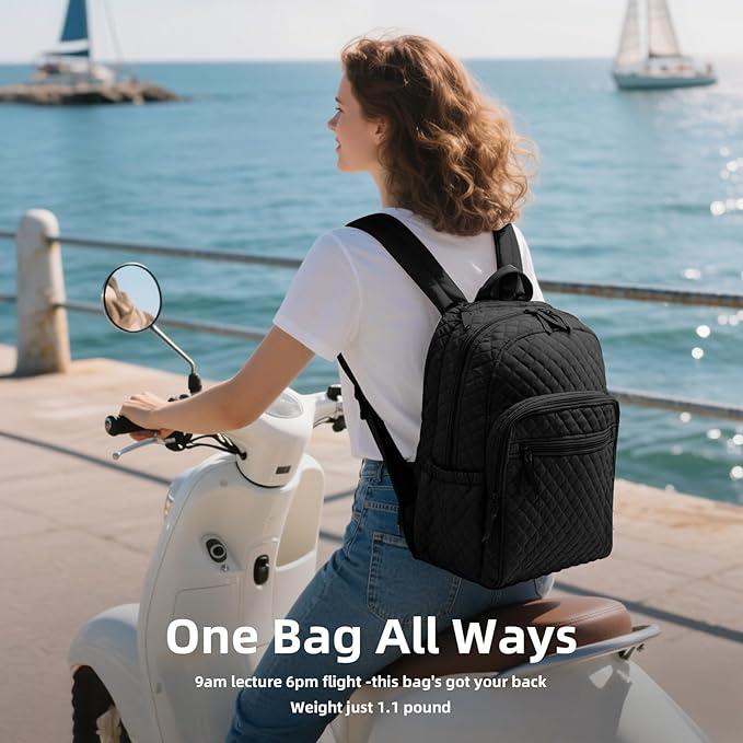 Backpack for Women,College Backpack,Quilted Casual Daypack,Waterproof Bookbag for 15.6Inch Laptop