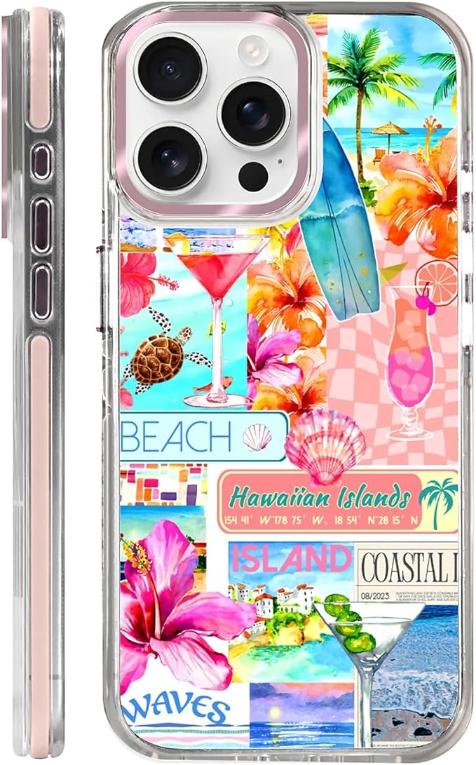 Case for iPhone 13 Pro,[Compatible with MagSafe],Coastal Beach Cover Coquette Collage Phone Case Design，for Women Girls Magnetic Clear Cover - Slim, Sleek, & Shockproof Protection