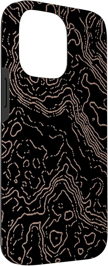 Topography Black & Brown Abstract Pattern Topographic Map Case for iPhone 14 Pro Max