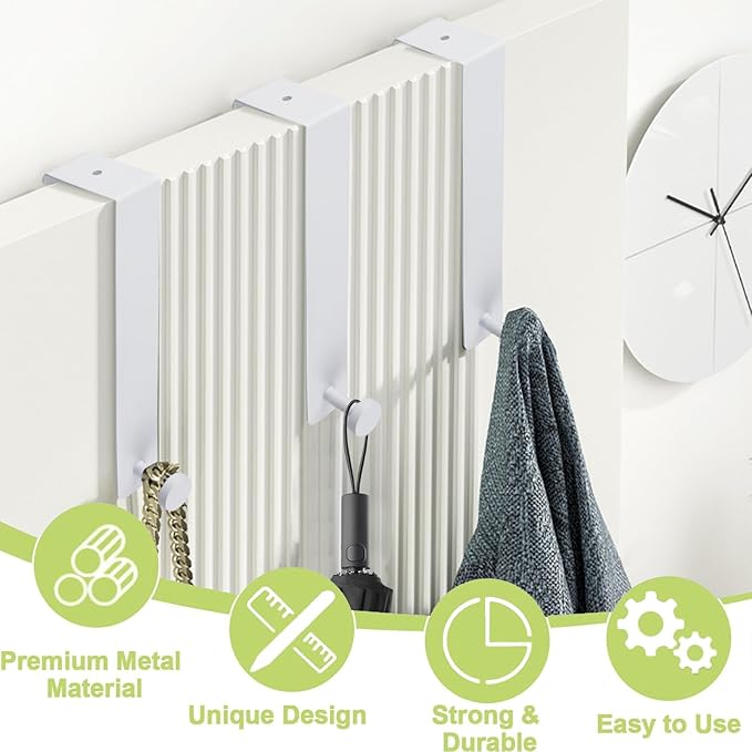 T-Shaped Over the Door Hooks, 2Pcs Rustproof Stainless Steel Door Hooks Over Door Coat Hangers for Home, Office (White)