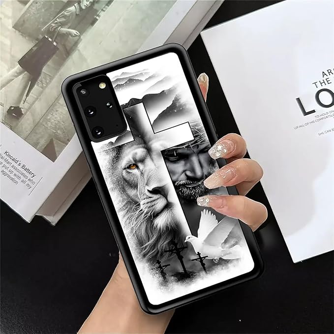 for Samsung Galaxy S20 Plus Case, Lion Cross Jesus Christ Dove Pattern Graphic Design Girl Boy Soft Silicone Hard Acrylic Shock Protection for Samsung Galaxy S20 Plus