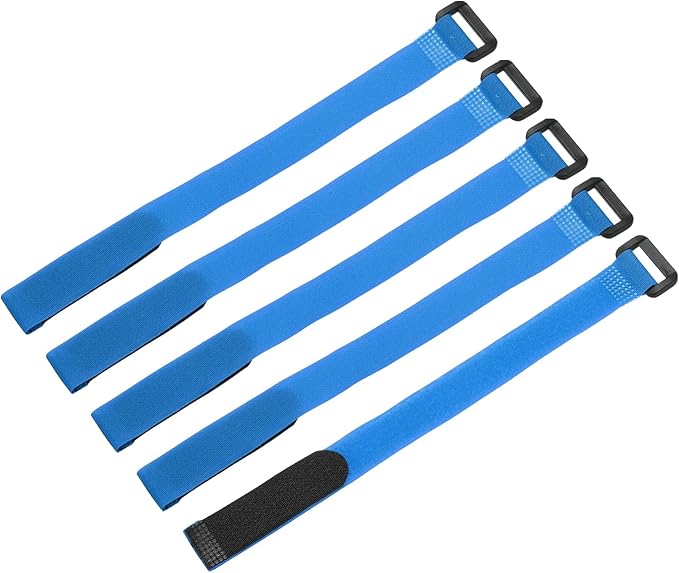MECCANIXITY 5Pcs Reusable Battery Tie Down Straps,0.8x12" Blue Nylon Multipurpose Battery Hold Down Adjustable Cinch Strap Hook Loop Fastening Tie for Quadcopters FPV RC Drone Boat Car