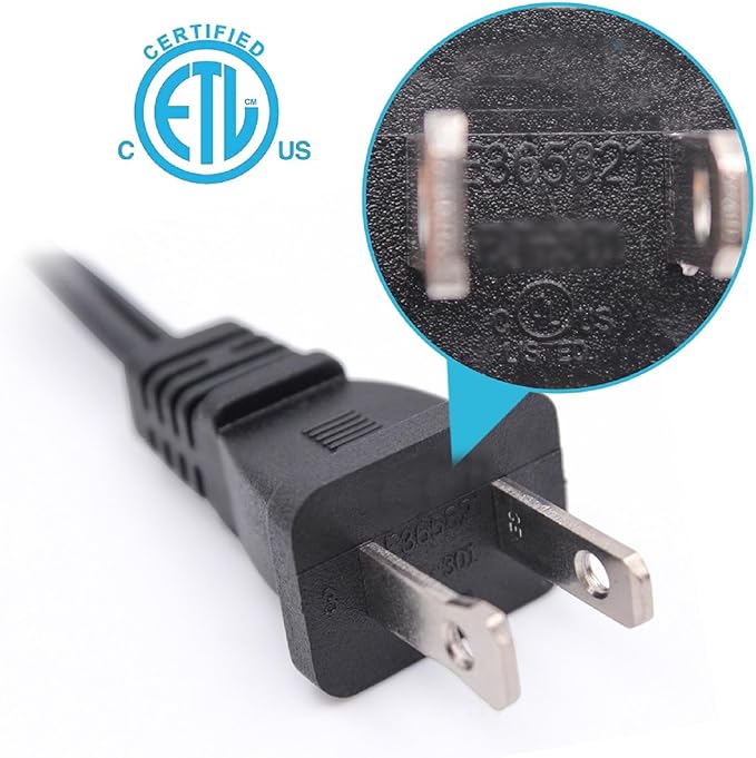 5ft Extension Cord,2 Prong Small and Thin Extension Cords,Male/Female for NEMA 1-15P to NEMA 1-15R Short Extension Cord Indoor (1, Black 5ft)