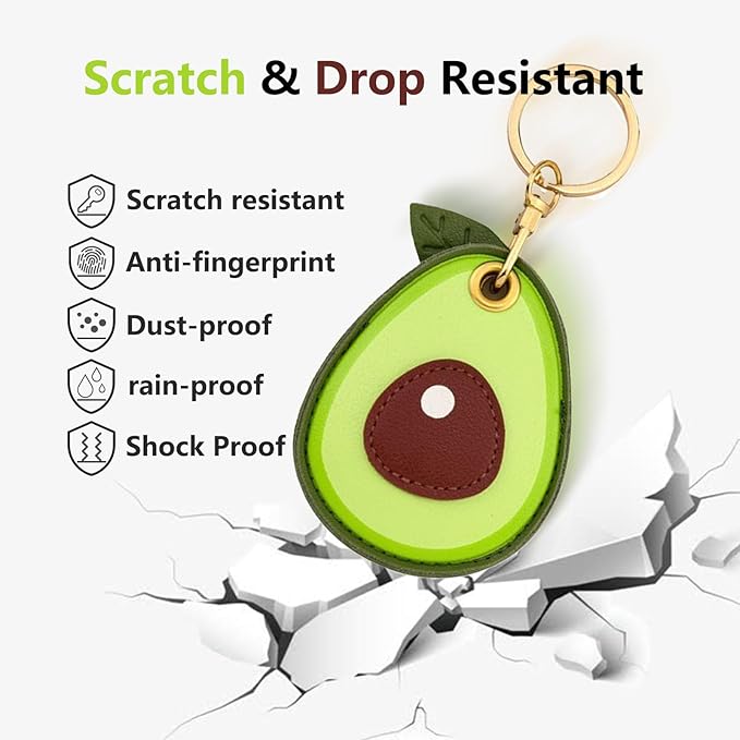 Universal Smart Tag Holder Fit for Tile Mate, AirTag, Galaxy SmartTag, eufy SmartTrack Link, Key Fob, Leather Cute Air Tracker Case with Key Rings, (Avocado)