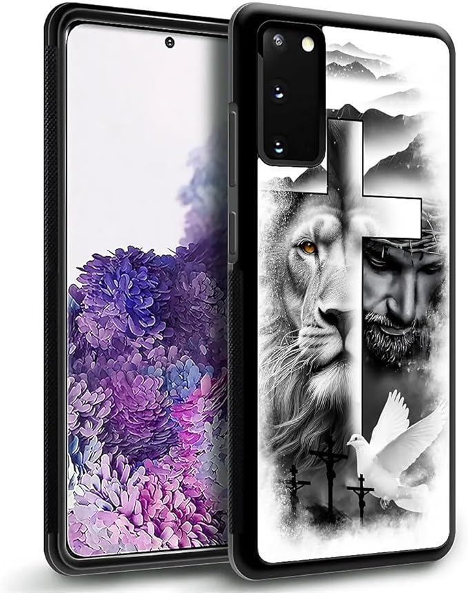for Samsung Galaxy S20 Case, Lion Cross Jesus Christ Dove Pattern Graphic Design Girl Boy Soft Silicone Hard Acrylic Shock Protection for Samsung Galaxy S20