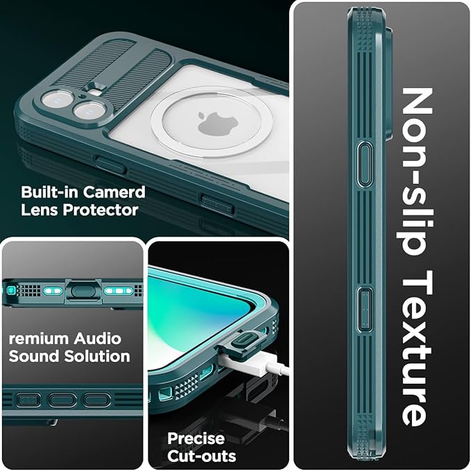 AICase Waterproof Case for iPhone 16(6.1") with MagSafe Support Snowproof,Dustproof/Shockproof,IP68 Certified 360 Full Body Protection Fully Sealed Underwater Cover for iPhone 16 2024