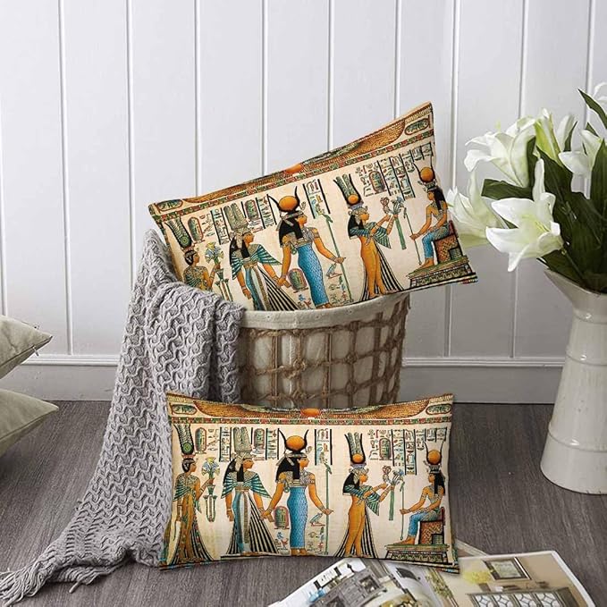 Old Egyptian Empire Couch Pillow Covers 12 X 20 0 Set of 2 Pillowcases Rectangular Velvet Outdoor Cushion Pillow Cases Decorative for Home Bed Sofa Couch Hotel