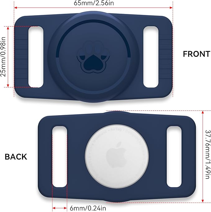 GOCII for Airtag Dog Collar Holder 2 Pack,Waterproof Dog Collar Holder for Apple AirTag(Gen 1 & 2),Silicone Air Tags Case for Dog Collars(Navy)