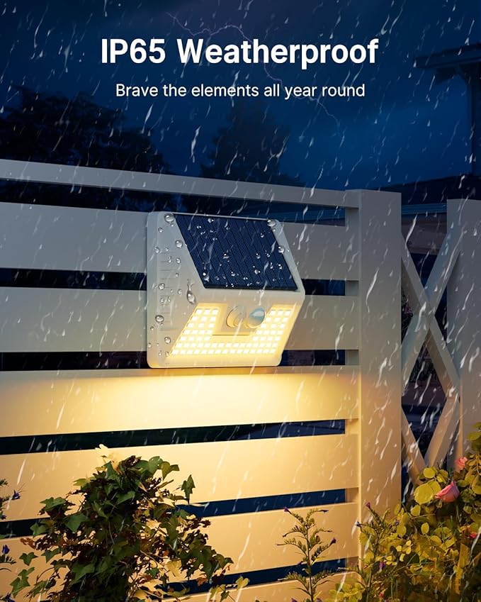 vighep 12Pack White Solar Lights Outdoor Motion Sensor, 3000K Warm Light/3 Lighting Modes, IP65 Waterproof Solar Powered Wall Lights Outside for Garden Fence Backyard Deck Driveway