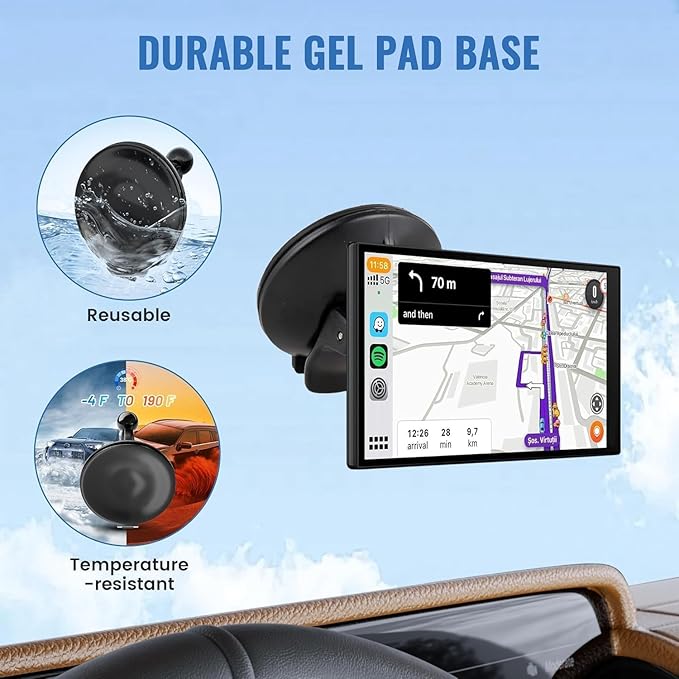 EWAY GPS Windshield Dashboard Mount for Garmin, 17mm Ball Mounting Pattern, Adjustable Arm Navigation Suction Cup Holder w/GPS Disk for Garmin Nuvi Dezl Drive Drivesmart Zumo Driveassist DriveLuxe