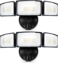 LUTEC 75W 8000 Lumen Floods Light Outdoor, Switch Controlled LED Security Lights with 3 Adjustable Heads, 5000K Daylight, IP65 Waterproof Exterior Flood Light for Garage, Yard, Patio (Black) - 2 Pack
