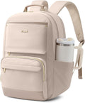 LOVEVOOK Laptop Backpack for Women with Large Capacity Cup Pocket, 15.6 inch Work Purse Travel Bag for Teacher Nurse, Waterproof Computer Business Back Pack, Cute Bookbag for School College, Nude