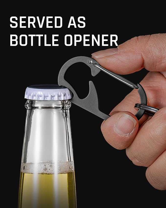 TISUR Titanium Carabiner Keychain Clip, Anti-Lost Key Ring Holder, Self-Locking Metal Gate Clip Key Chain Bottle Opener for Men Women