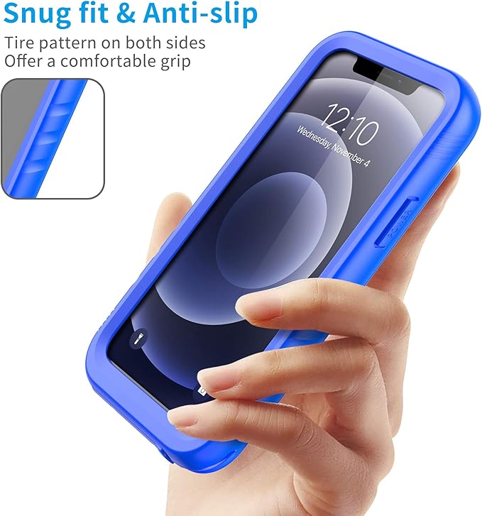 SPORTLINK for iPhone 12 Mini Waterproof Case, Full Body Shockproof Dustproof Phone Screen Protector Rugged Cases for iPhone 12 Mini 5.4 Inches Blue