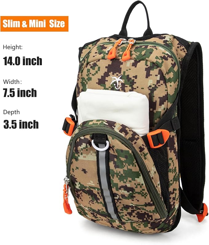 Kids Hydration Backpack, Water Hiking Backpack for Boys or Girls with 1.5L Reservoir Bladder