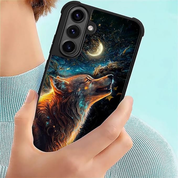 for Samsung Galaxy S26 Case,Graphic Design for Girl Boy Soft Silicone Hard Acrylic Shock Protection Designed for Samsung Galaxy S26 Star Cave Hungry Wolf Pattern