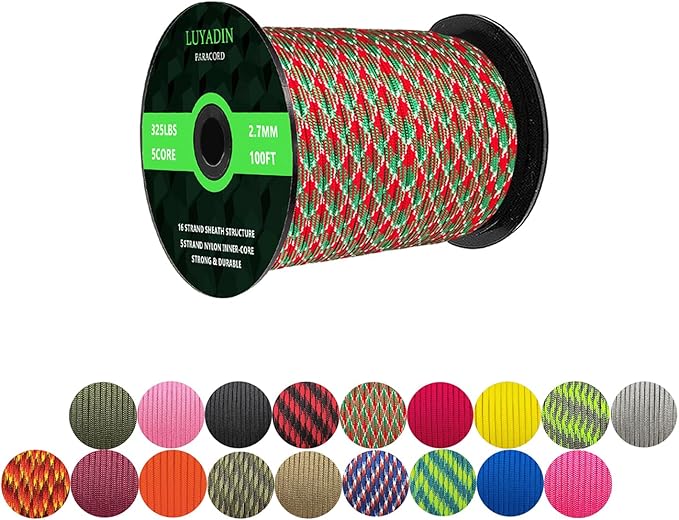 Paracord 325lb Diameter 2.7mm - 5 Strand Parachute Spool Cord - 100ft 200ft,Paracord for Camping,Hiking,Fishing,Outdoor and DIY