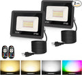 L LOHAS LED 30W Flood Light Outdoor, RGB Landscape Lighting with Remote Control, Timing - 2700K/4500K/6500K - Color Changing for Patio Backyard Step Wall, IP66, US 3-Plug, UL Listed (2 Pack)