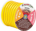 Mandala Crafts Round Genuine Yellow Leather Cord for Jewelry Making – 5mm Cowhide Leather Rope String Lace for Kumihimo – 4.4 Yards Cowhide Craft Cording Spool