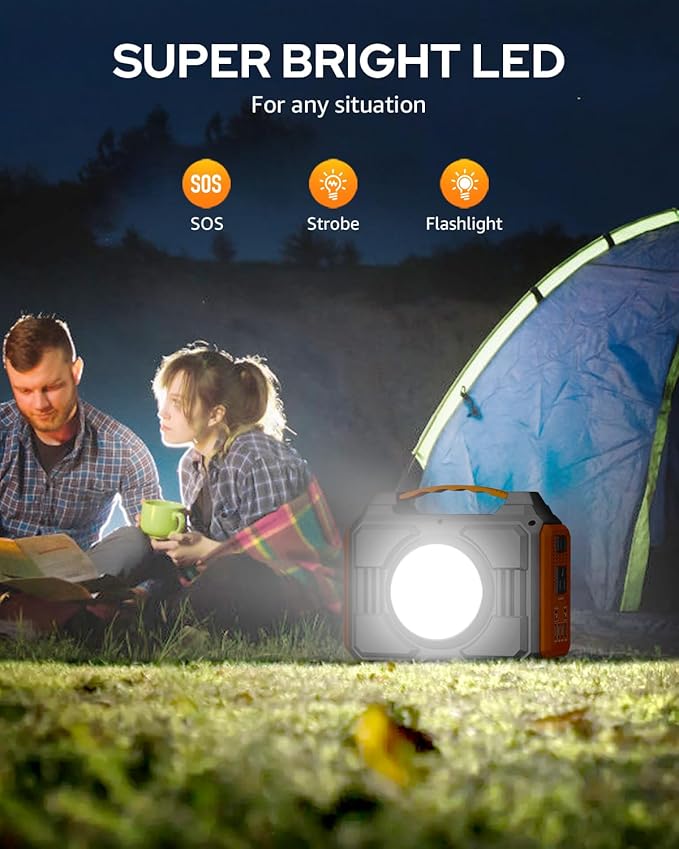 Portable Power Station 300W, Outdoor Solar Generator Backup Battery Pack 220Wh/60000mAh, Portable Laptop Charger with 110V AC Outlet for Home Use, Emergency Outage, Camping Travel, RV Trip