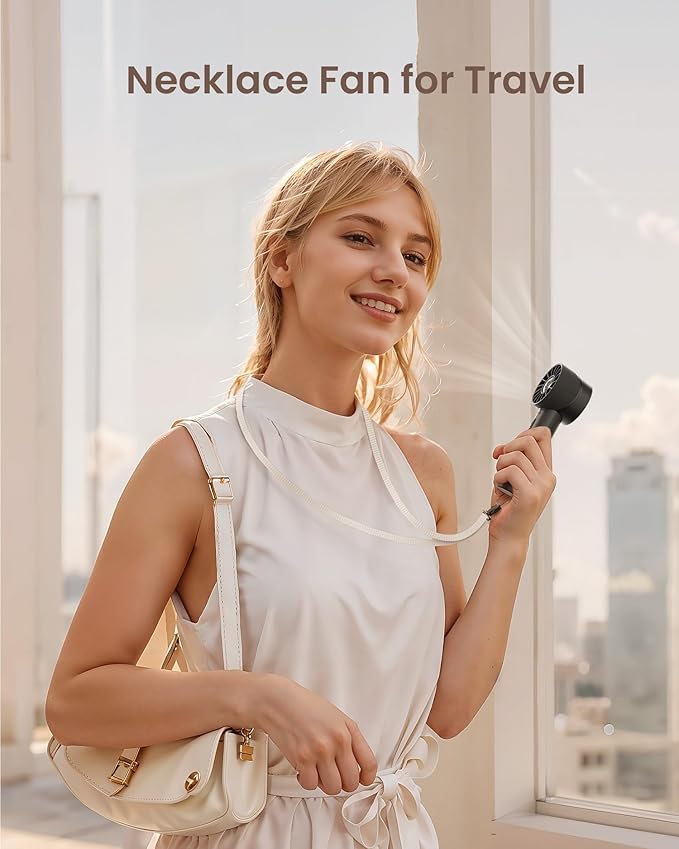 Portable Mini Handheld Turbo Fan, 4 Speed High Velocity Personal Cooling Device [Max 16H], Rechargeable Purse Travel Essential for Vacation/Beach/Trip - Black