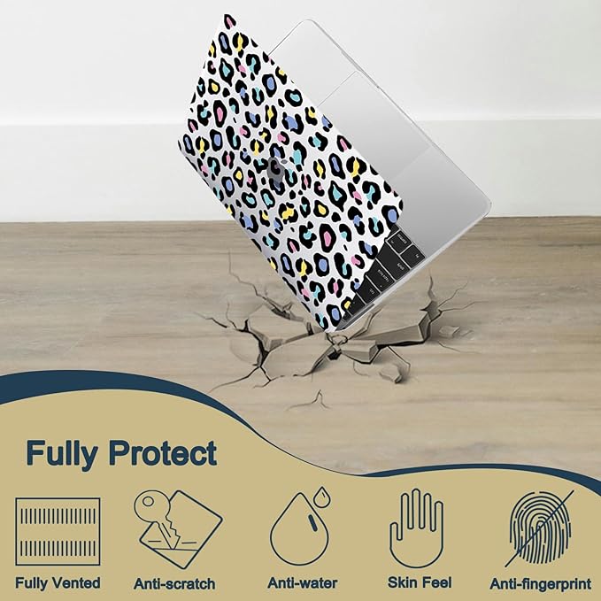 Printed Case for MacBook Air M1 13 inch 2020 2019 2018 Release (Model A2337 A2179 A1932),Aesthetic Hard Shell Case Cover & Keyboard Cover for Laptop Air 13.3",Cheetah Print