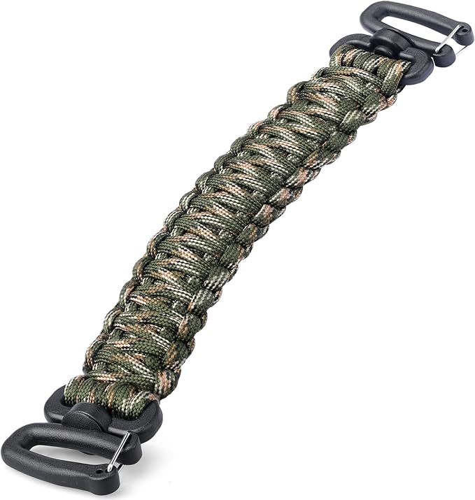 Tactical Paracord Handle，9-core Weaving Paracord Strap for Bag Strap Replacement，Molle Attachment with Metal/Plastic Clips for Backpack Sling Bags Water Bottle Holder