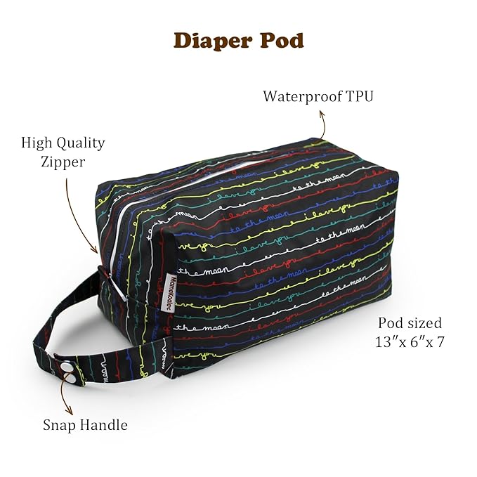 Mama Koala Waterproof Diaper Pods for Baby Items, Cloth Diapers, Swimsuits, Travel, Gym Clothes, Beach, Pump Parts, Toiletries, 2 Pack(DP-Love You)