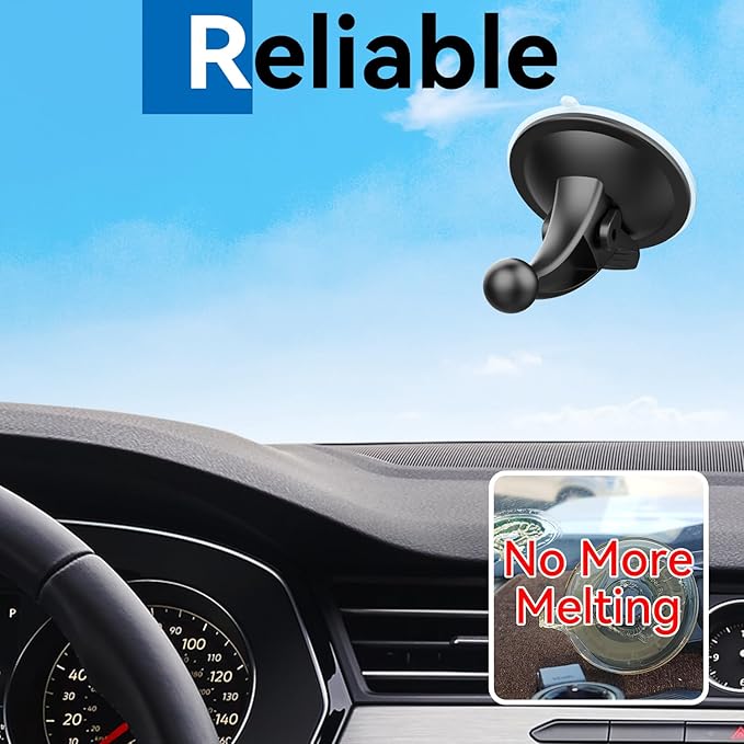 for Garmin GPS Car Mount 2 Pack Replacement Non-Sticky Suction Cup 17mm Ball Mount Windshield Holder fit Garmin Nuvi Drive Dezl RV GPS, Black