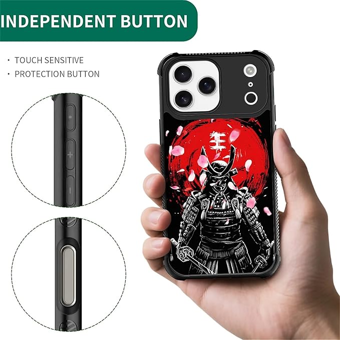 for iPhone 17 Pro Max Case,for MagSafe Graphic Design for Girl Boy Soft Silicone Hard Acrylic Shock Protection Designed for iPhone 17 Pro Max Sakura Japanese Samurai Pattern
