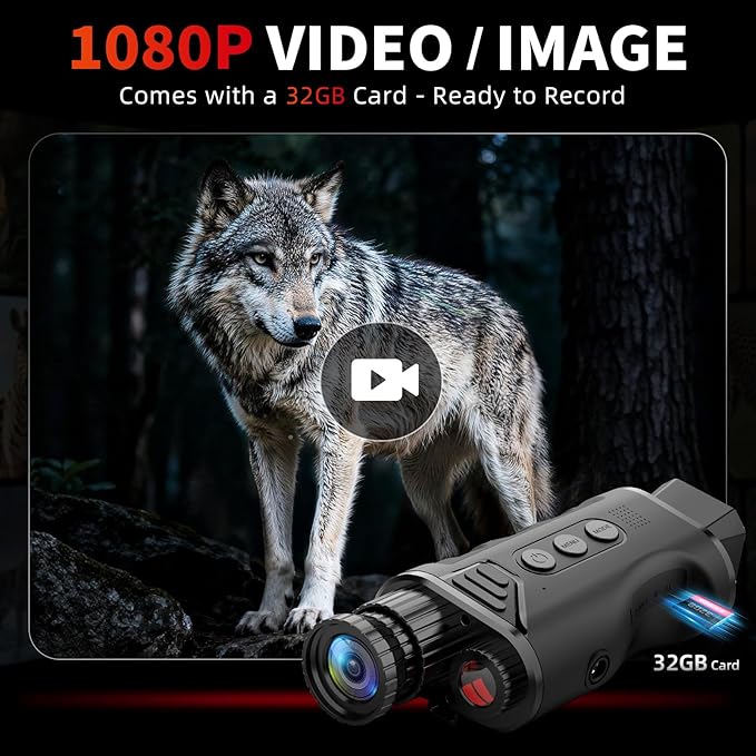 Night Vision Monocular, 2026 Upgraded Portable Handheld Scope for Hunting, Camping, Digital Infrared Night Vision Goggles with 16X Zoom and 2500mAh Battery, Support 1080P Camera & Video Recording