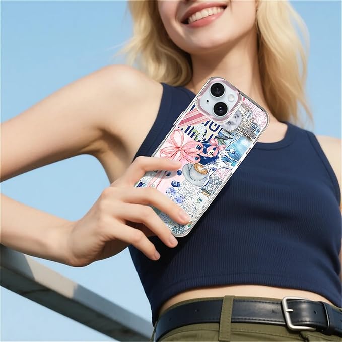 Case for iPhone 14 Plus/15 Plus,[Compatible with MagSafe],Pink Bow Girly Coquette Collage Phone Case Design，for Women Girls Magnetic Clear Cover - Slim, Sleek, & Shockproof Protection