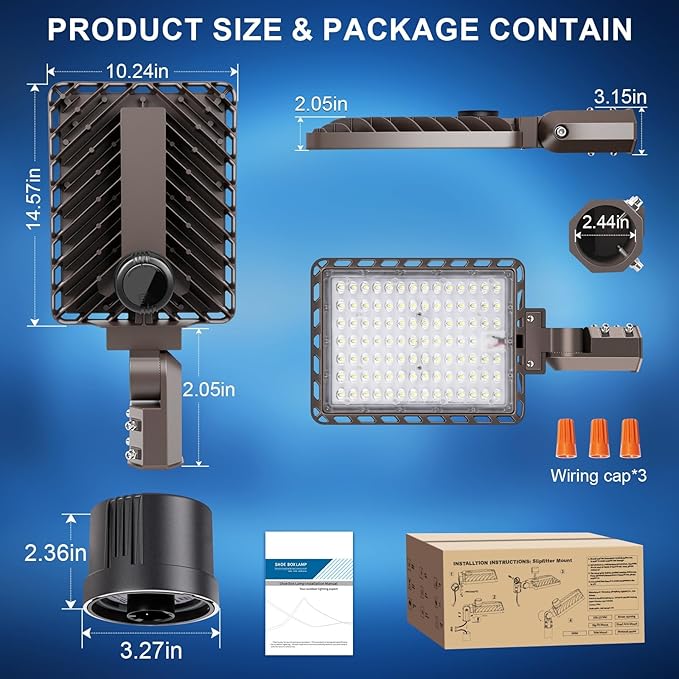 LED Parking Lot Light 240W/200W/180W, 36000LM Parking Lot Lights Outdoor 5 in 1 Dusk to Dawn Photocell IP65 Watereproof 100-277V LED Street Light Commercial for Stadium Barn Yard Lighting
